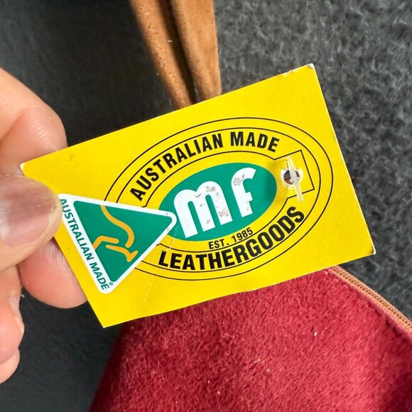 NWT MF Leathergoods Kangaroo Boho Mini Bag Women's Red Brown - Picture 2 of 11